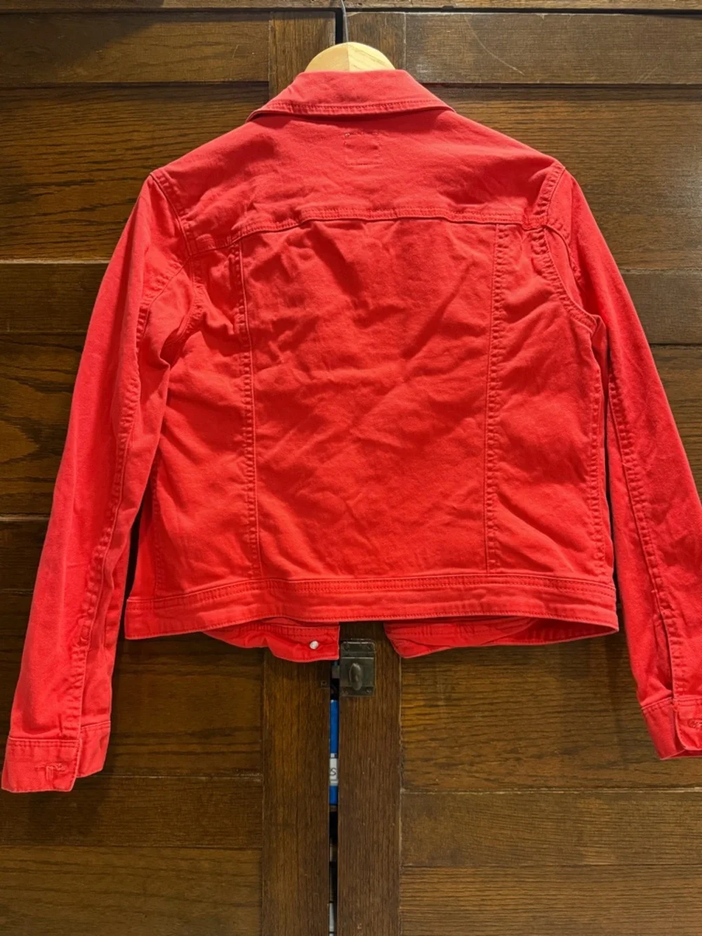 Kensie Jeans large bright red denim Jean jacket cropped button front cotton coat